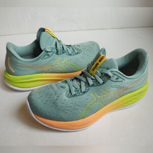 Asics Gel Cumulus 26 Paris Sneakers Green Blue Neon Lace Up Running Trainers 8.5